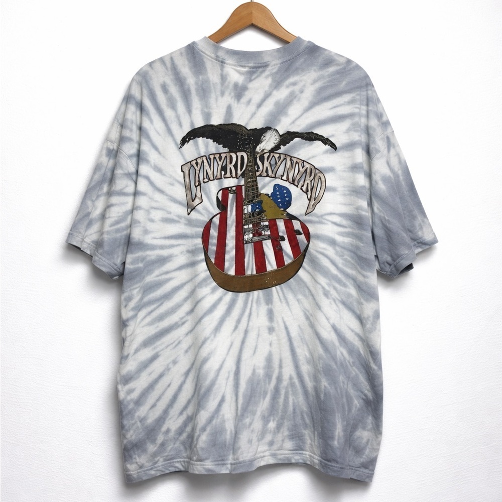 Lynyrd Skynyrd Tie Dye Graphic Tee 2XL Gray White Oversized Band Shirt